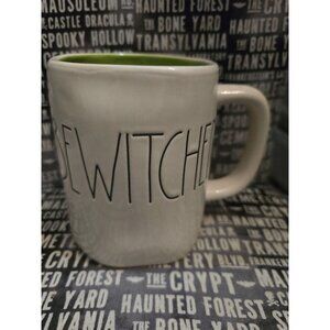 Rae Dunn Halloween Bewitched Coffee Mug Green Interior